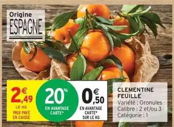 Intermarché Clémentine feuille offre