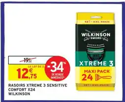 Intermarché RASOIRS XTREME 3 SENSITIVE COMFORT X24 WILKINSON offre