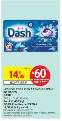 Intermarché LESSIVE PODS 2 EN 1 ENVOLEE D'AIR offre