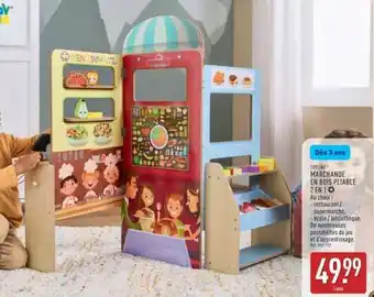 ALDI TOURNU MARCHANDE EN BOIS PLIABLE 2 EN 1 offre