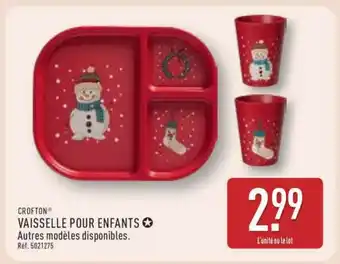 ALDI CROFTON VAISSELLE POUR ENFANTS offre