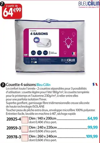 Maximo Couette 4 saisons bleu câlin offre
