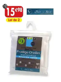 Maximo Lot de 2 protège oreillers clair de nuit offre