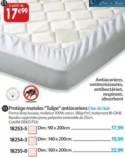 Maximo Protège matelas tulipe antiacariens clair de nuit offre