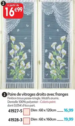 Maximo Paire de vitrages droits avec franges offre