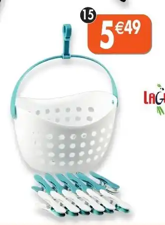 Maximo Panier cocoon avec 12 pinces à linge laguelle offre