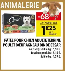 Supeco Cesar Pâtée pour chien adulte terrine poulet bœuf agneau dinde offre