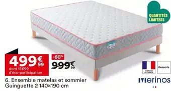 BUT MERINOS Ensemble matelas et sommier guinguette 2 140x190 cm offre