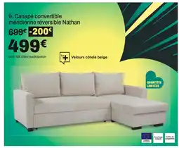 BUT NATHAN Canapé d'angle convertible tissu beige offre