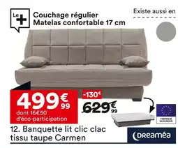 BUT DREAMÉA Banquette lit clic clac tissu taupe Carmen offre