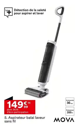 BUT MOVA Aspirateur balai laveur sans fil offre