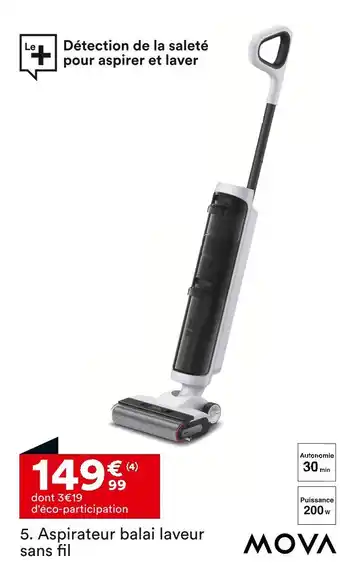 BUT MOVA Aspirateur balai laveur sans fil offre