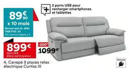 BUT Canapé 3 places relax électrique Curtiss III offre
