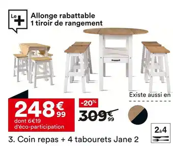 BUT Coin repas + 4 tabourets Jane 2 offre