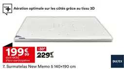 BUT Bultex Surmatelas new memo 5 140x190 cm offre