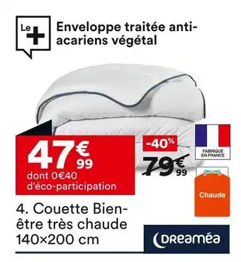 BUT Dreaméa COUETTE BIEN-ÊTRE TRÈS CHAUDE 140X200 CM offre