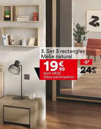 BUT SET 3 RECTANGLES MELIE NATUREL offre