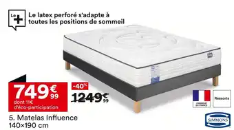 BUT SIMMONS Matelas influence 140x190 cm offre