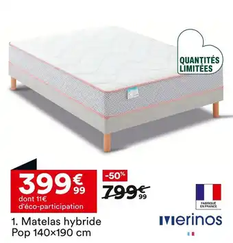 BUT Merinos Matelas hybride Pop offre