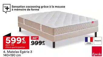 BUT EPEDA Matelas Egérie 3 140×190 cm offre