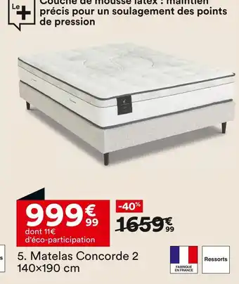 BUT Concorde Matelas 2 140×190 cm offre