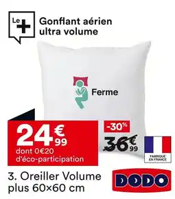 BUT DODO Oreiller Volume plus 60×60 cm offre