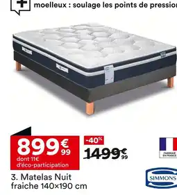 BUT SIMMONS Matelas Nuit fraiche 140×190 cm offre
