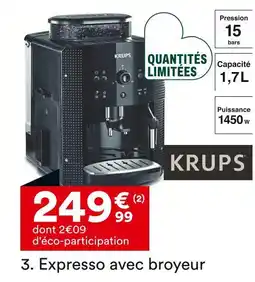 BUT KRUPS Expresso avec broyeur YY3957FD offre