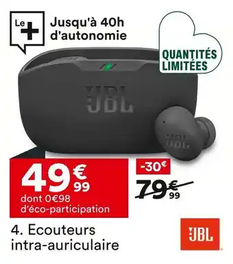 BUT JBL Ecouteurs intra-auriculaire vibe buds 2 noir offre