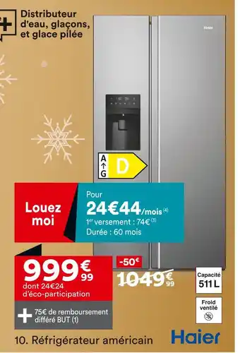 BUT Haier Réfrigérateur américain HSR5918DIMP offre