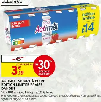 Intermarché Hyper DANONE Actimel Yaourt à boire Édition limitée Fraise offre