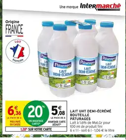 Intermarché Hyper Pâturages Lait UHT Demi-Écrémé offre