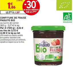 Intermarché Hyper Paquito Bio Confiture de Fraise offre