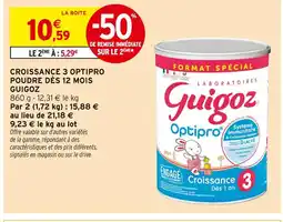 Intermarché Hyper Guigoz Optipro Croissance 3 Poudre Dès 12 Mois offre