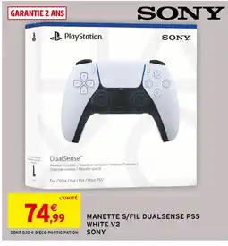 Intermarché Hyper SONY Manette sans fil DualSense PS5 White V2 offre