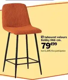 Conforama Bobby - tabouret velours h66 cm offre