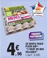 E.Leclerc Express L'œuf de nos villages - 20 oeufs frais plein air offre