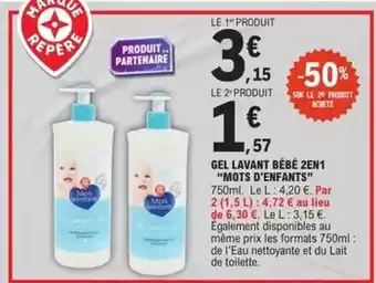 E.Leclerc Express Mots d'enfants - gel lavant bébé 2en 1 offre