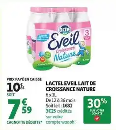 Auchan Supermarché Lactel - aveil lait de croissance nature offre