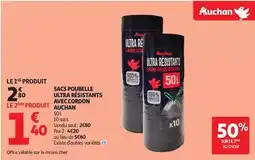 Auchan Supermarché Auchan - sacs poubelle ultra résistants avec cordon offre