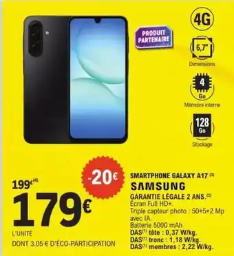 E.Leclerc Samsung - smartphone galaxy a17 offre