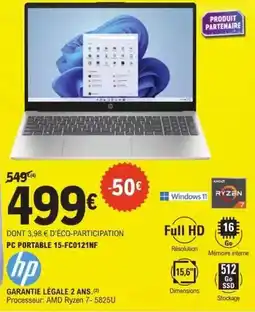 E.Leclerc Hp - pc portable 15-fco21nf offre