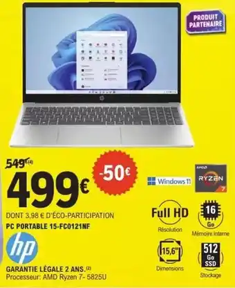 E.Leclerc Hp - pc portable 15-fco21nf offre