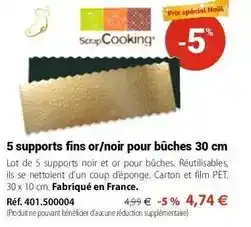 5 supports fins or/noir pour bûches