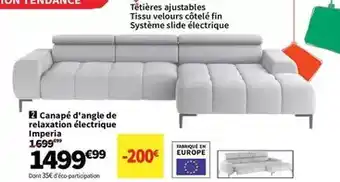 Conforama Canapé d'angle de relaxation électrique imperia offre