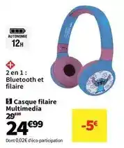 Conforama Casque filaire multimedia offre