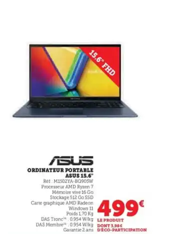 Super U Ordinateur portable asus 15.6" offre
