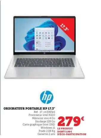 Super U Ordinateur portable hp 17.3" offre