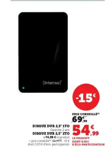 Super U Disque dur 2,5" 1to offre