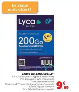 Super U Carte sim lycamobile offre